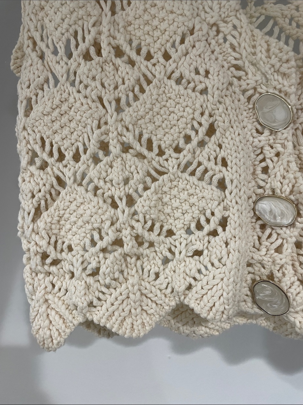 ZARA Cream Openwork Crochet Button Vest